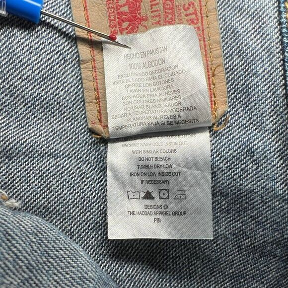 Levi’s Jean Jacket Youth Size 7 Blue Trucker Vintage Button Snap Denim Jacket - Picture 11 of 11